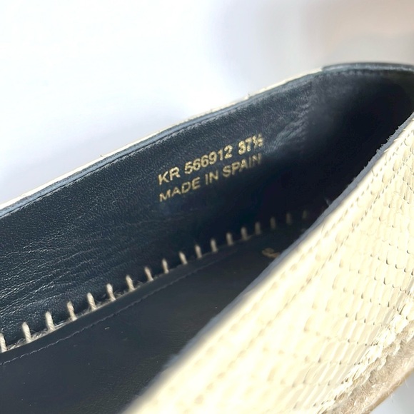 Saint Laurent Cream Lacquered Ayers Espadrilles - Picture 10 of 11